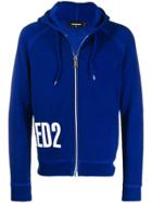 Dsquared2 Contrasting Logo Zipped Hoodie - Blue