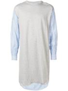 Comme Des Garçons Shirt Contrast Sleeve Longline Sweater - Grey
