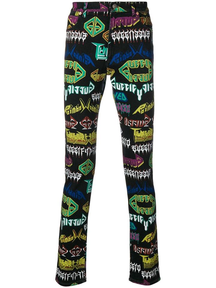Gucci Metal Logo Printed Jeans - Black