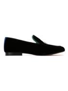 Blue Bird Shoes Embroidered Velvet Slippers - Black