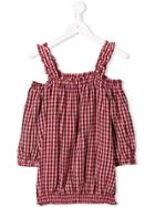 Dondup Kids Checked Off-shoulder Blouse - Red