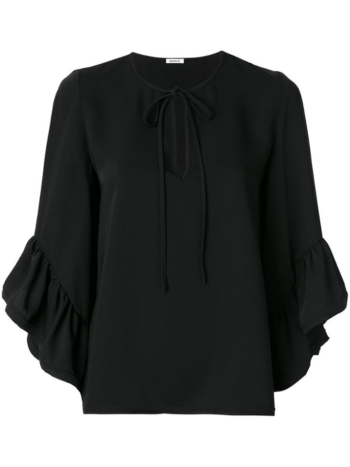 P.a.r.o.s.h. Peplum Cuffed Blouse - Black