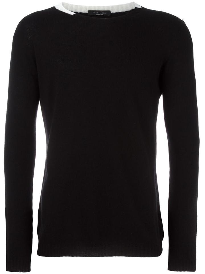 Roberto Collina Bicolour Detailing Jumper, Men's, Size: 50, Black, Cashmere