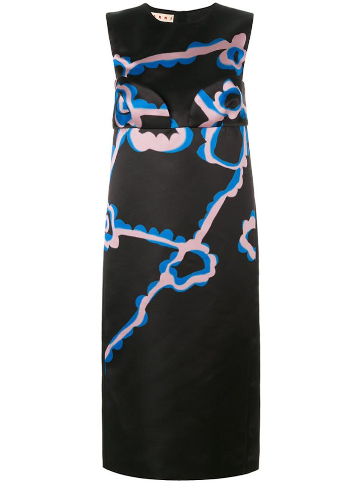 Marni Novelty Print Shift Dress - Black