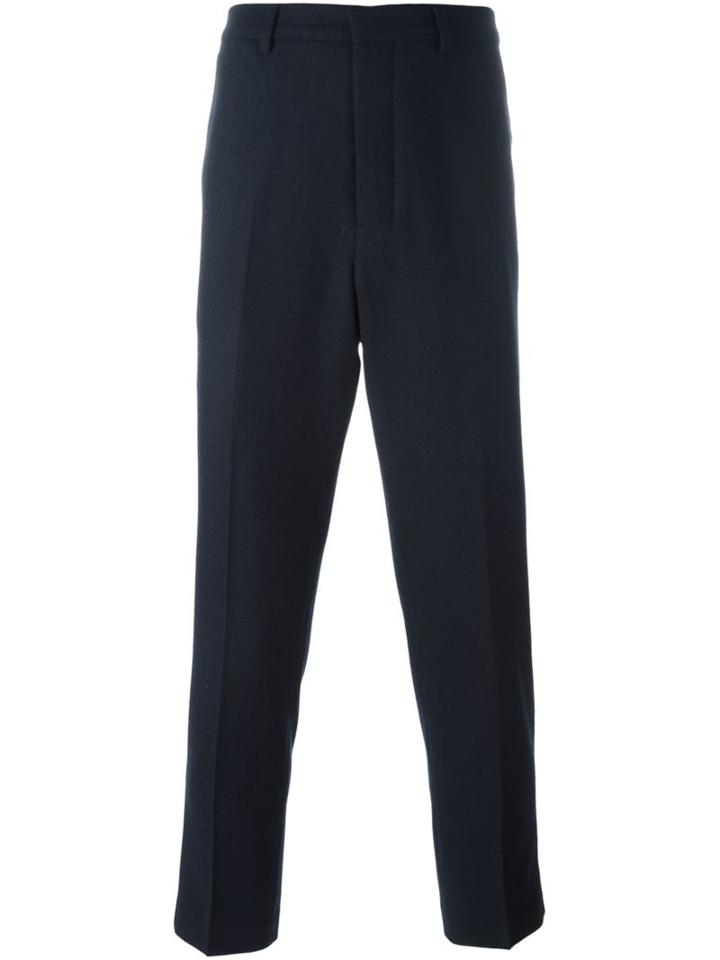 Ami Alexandre Mattiussi Carrot Fit Trousers, Men's, Size: 46, Blue, Polyester/wool