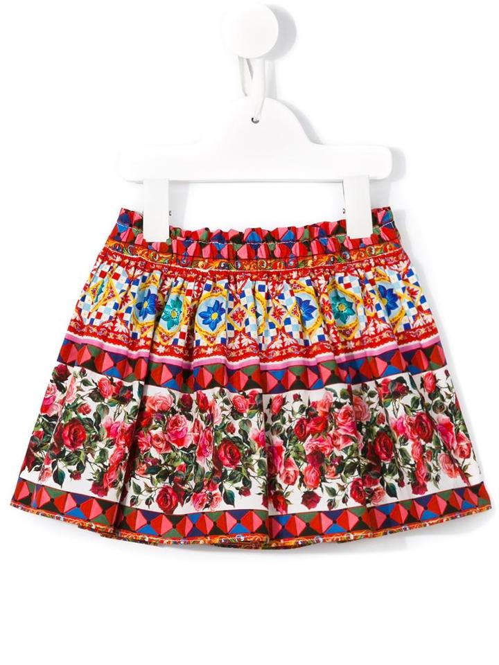 Dolce & Gabbana Kids Mambo Print Pleated Skirt, Toddler Girl's, Size: 12-18 Mth