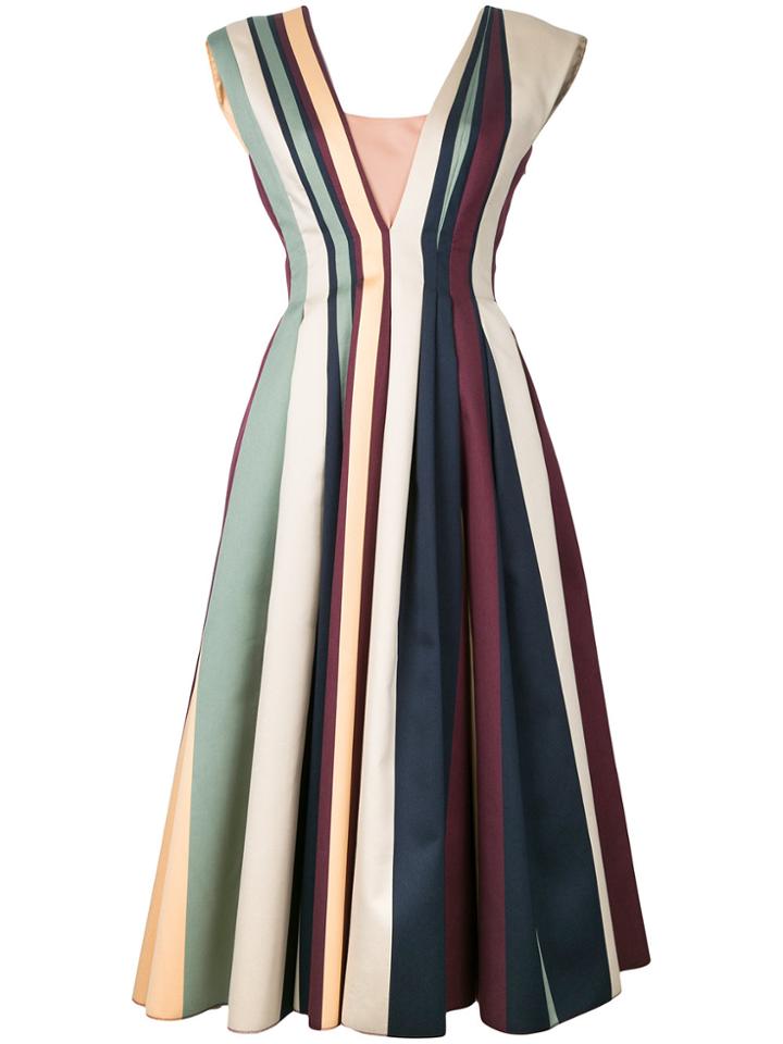 Paule Ka Striped Pleated Dress - Multicolour