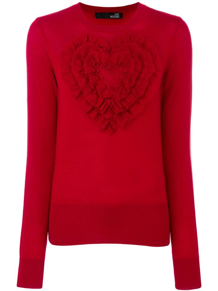 Love Moschino Ruffle Heart Jumper - Red