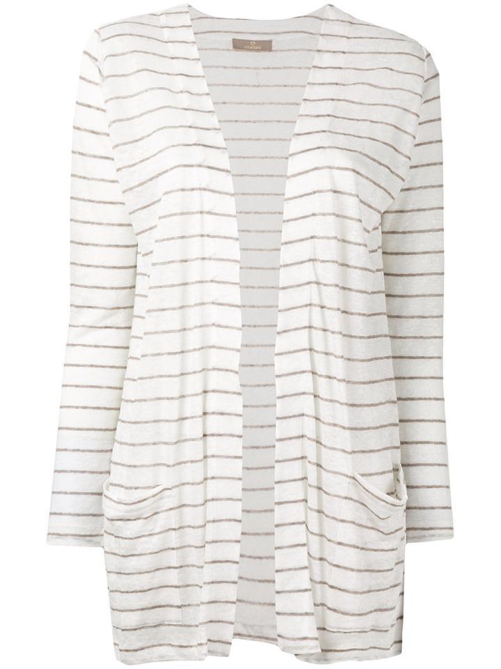 Cruciani - Striped Cardigan - Women - Linen/flax - 44, White, Linen/flax