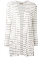 Cruciani - Striped Cardigan - Women - Linen/flax - 44, White, Linen/flax