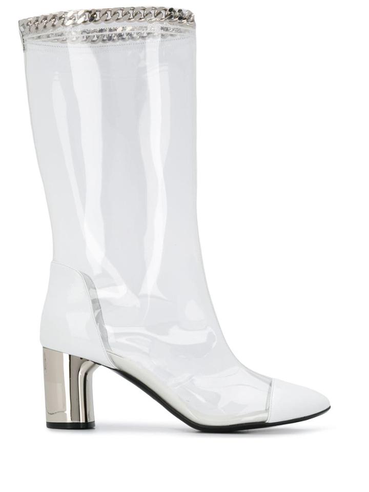 Casadei Transparent Chain Detail Boots - White