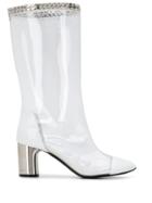 Casadei Transparent Chain Detail Boots - White
