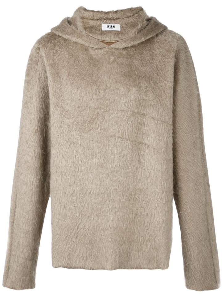 Msgm Hooded Jumper, Men's, Size: 50, Nude/neutrals, Cotton/acrylic