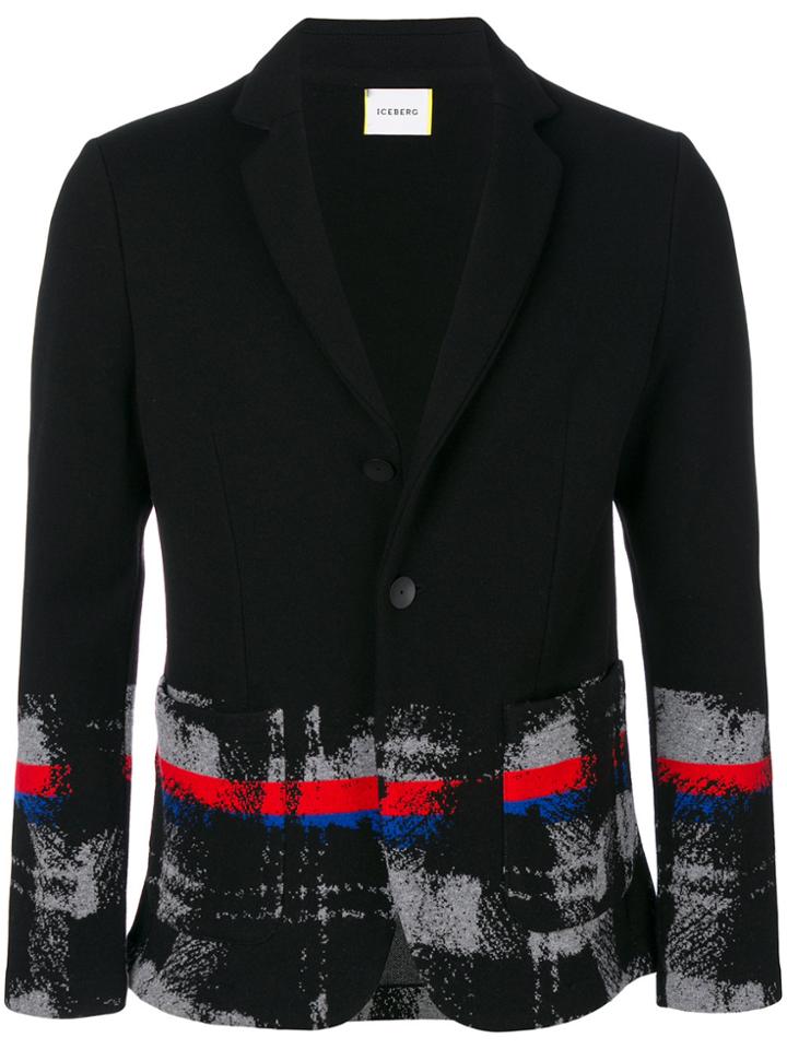 Iceberg Multi Check Knit Jacket - Black