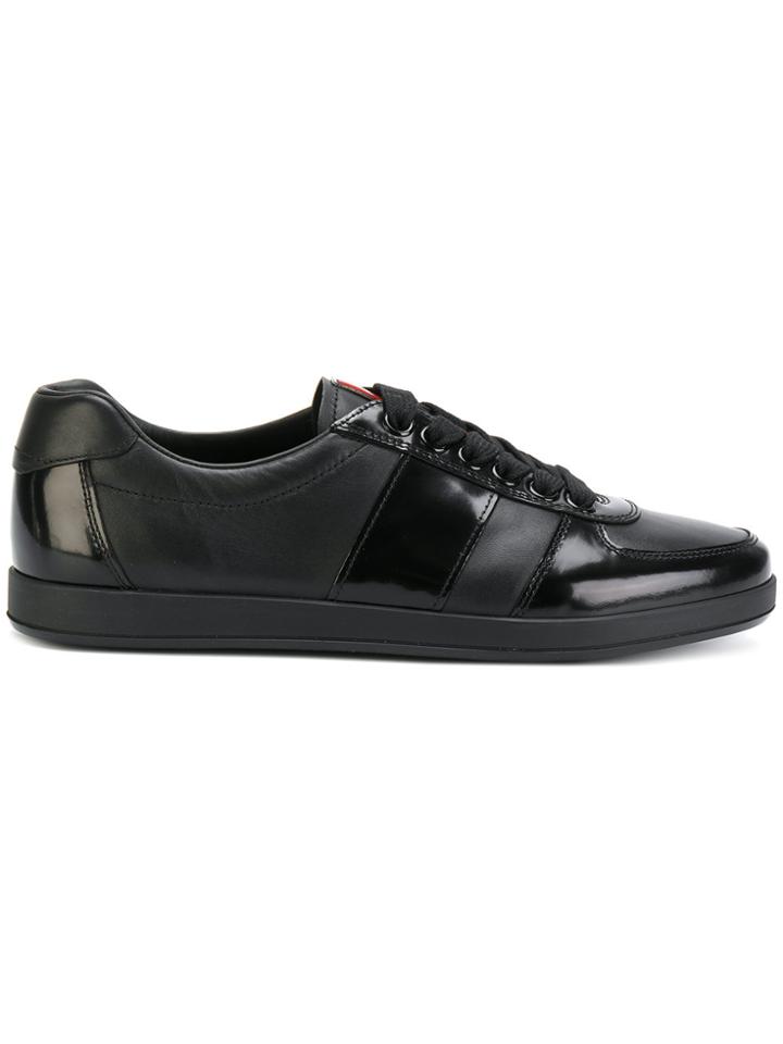 Prada Contrast Panel Sneakers - Black