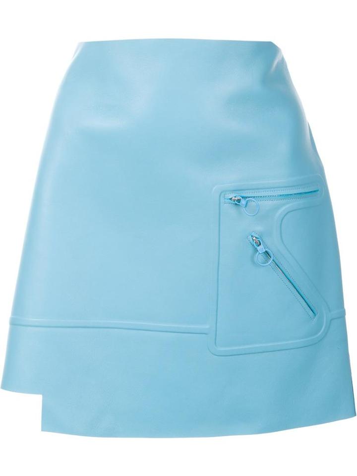 Versace Asymmetric Hem Skirt, Women's, Size: 40, Blue, Leather