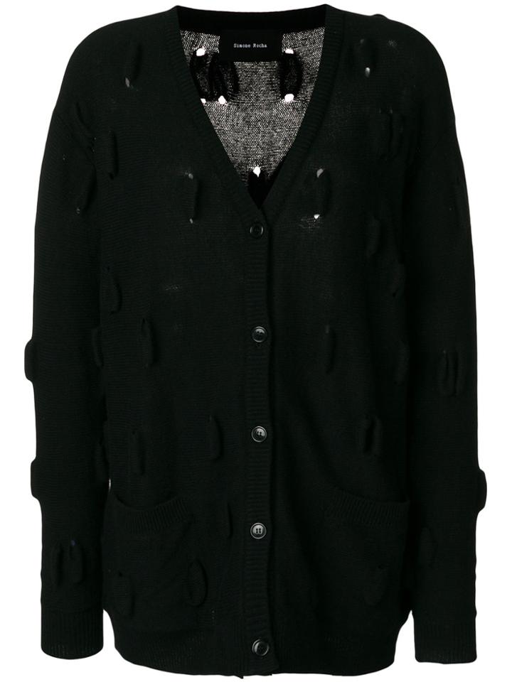 Simone Rocha Textured V-neck Cardigan - Black