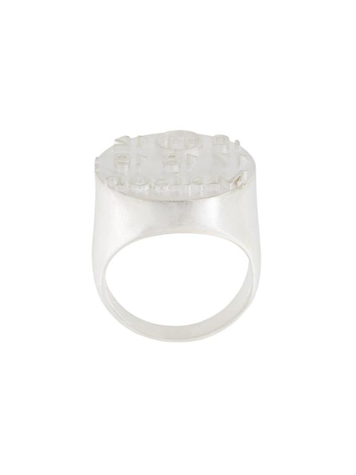 Maison Margiela Logo Embossed Ring, Men's, Size: Large, Metallic