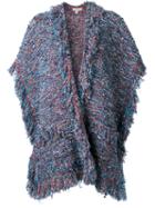 Etro Fringed Knit Cardigan, Women's, Blue, Cotton/acrylic/polyamide/wool