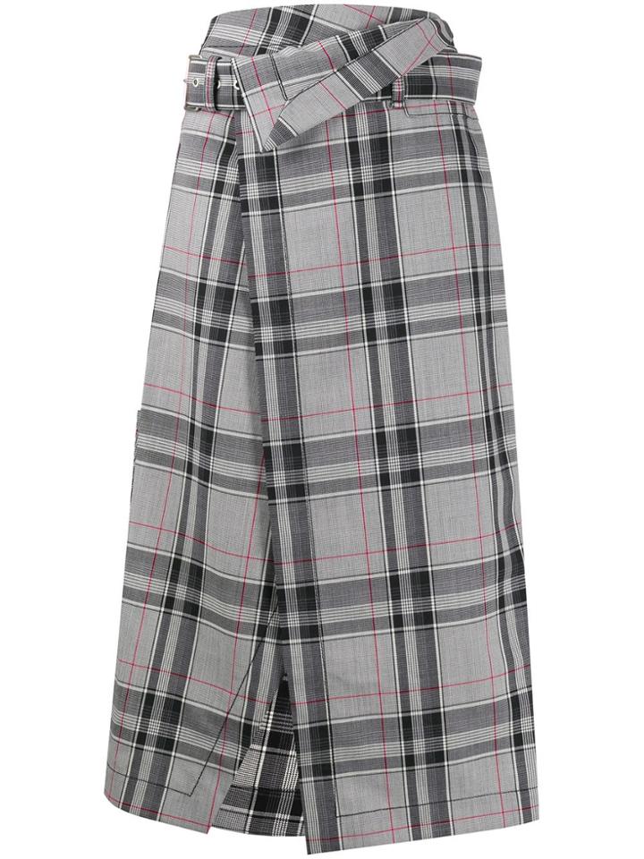 3.1 Phillip Lim Checked Wrap Midi Skirt - Grey