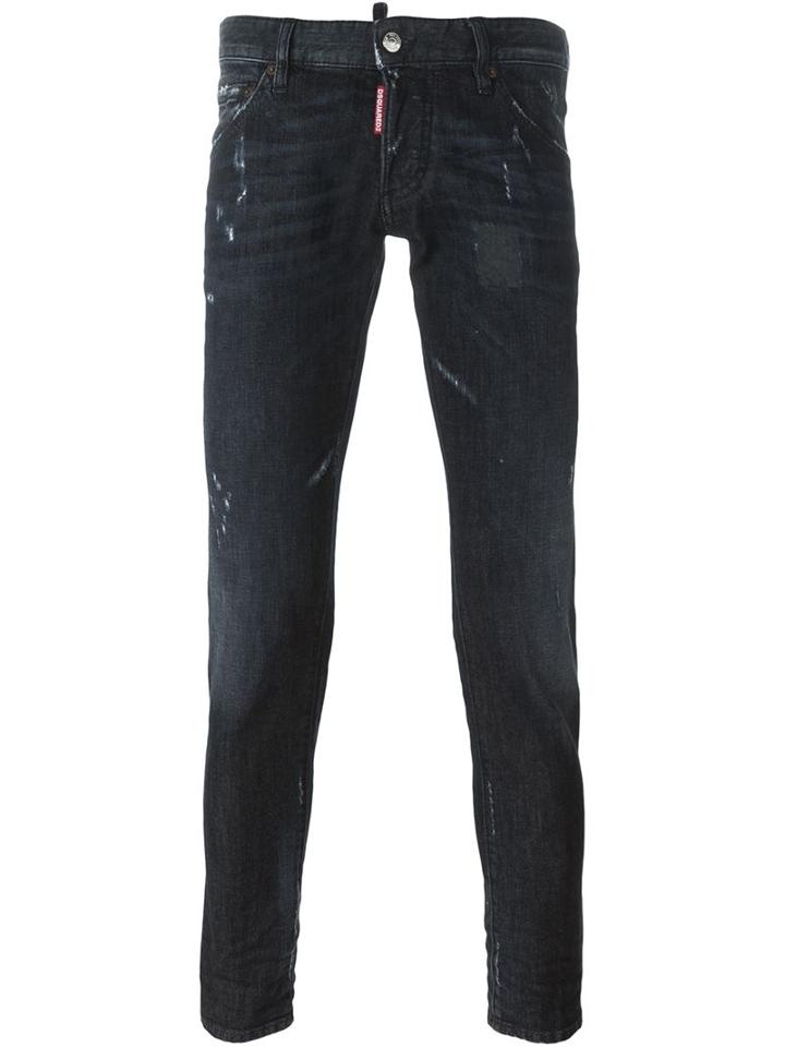 Dsquared2 Clement Jeans, Men's, Size: 46, Black, Cotton/spandex/elastane/leather/cotton