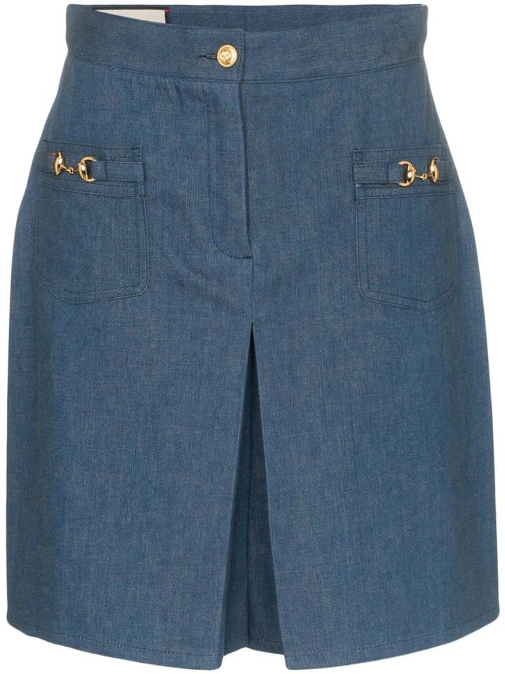 Gucci Horsebit Detail Denim Shorts - Blue