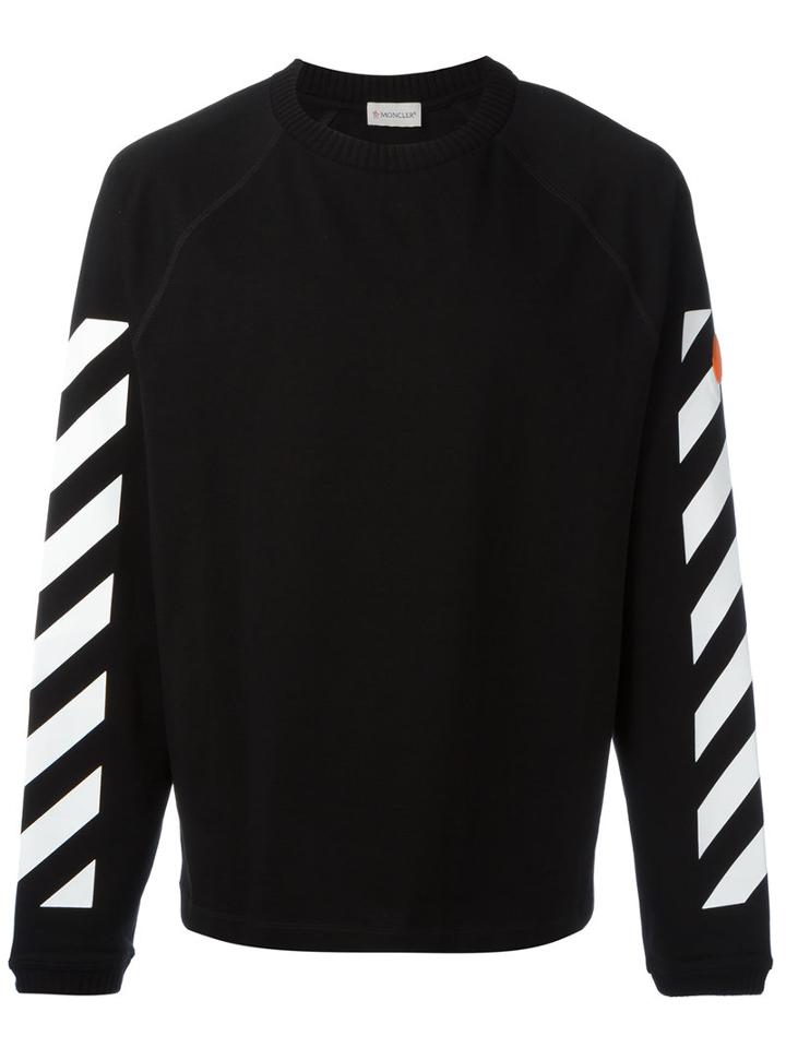 Moncler X Off-white Printed Sweatshirt, Men's, Size: Small, Black, Cotton