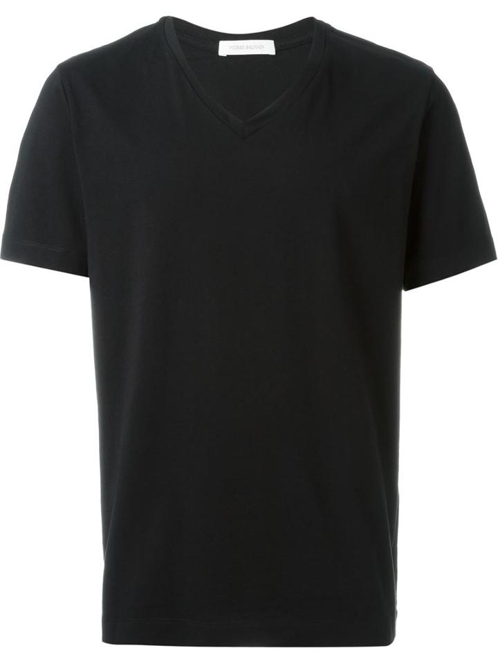 Pierre Balmain V-neck T-shirt, Men's, Size: 52, Black, Cotton