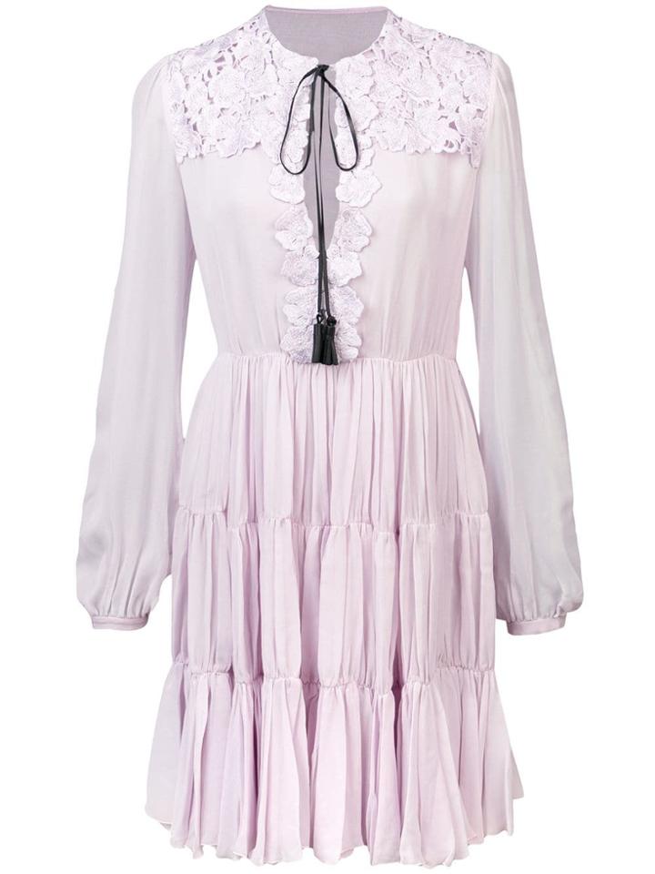 Giambattista Valli Floral Crochet Appliqué Dress - Purple