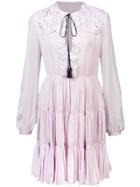 Giambattista Valli Floral Crochet Appliqué Dress - Purple