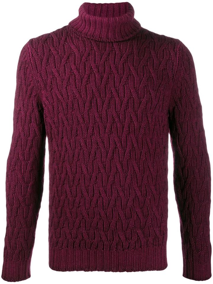 La Fileria For D'aniello Slim-fit Chunky Knit Jumper - Purple