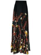 Giambattista Valli Floral Print Long Skirt, Women's, Size: 40, Black, Silk/cotton/viscose