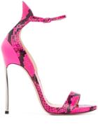 Casadei Snakeskin Stiletto Sandals - Pink