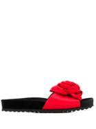 Miu Miu Rose Applique Slides - Red