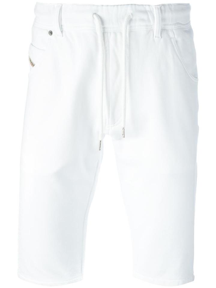 Diesel Drawstring Track Shorts, Men's, Size: 28, White, Cotton