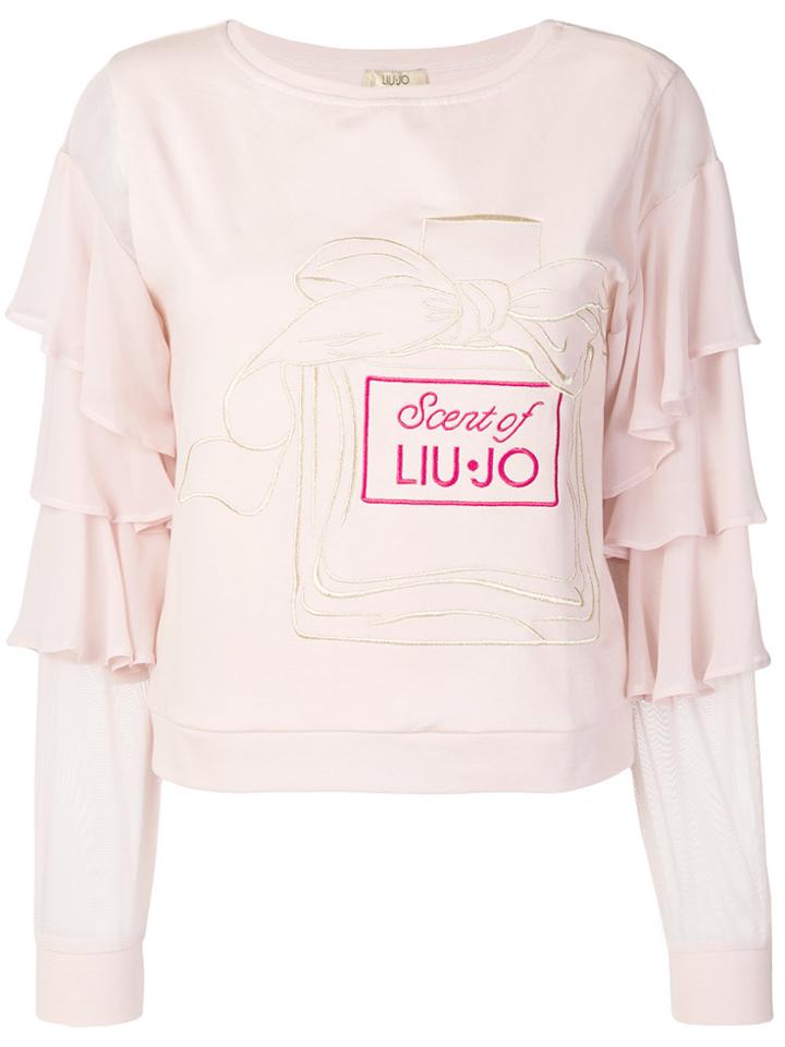 Liu Jo Frill Sleeve Top - Pink & Purple