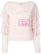Liu Jo Frill Sleeve Top - Pink & Purple