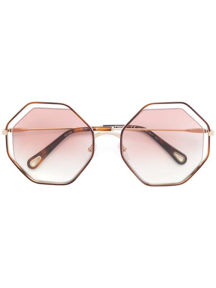 Chloé Eyewear Octagonal Frame Sunglasses - Metallic