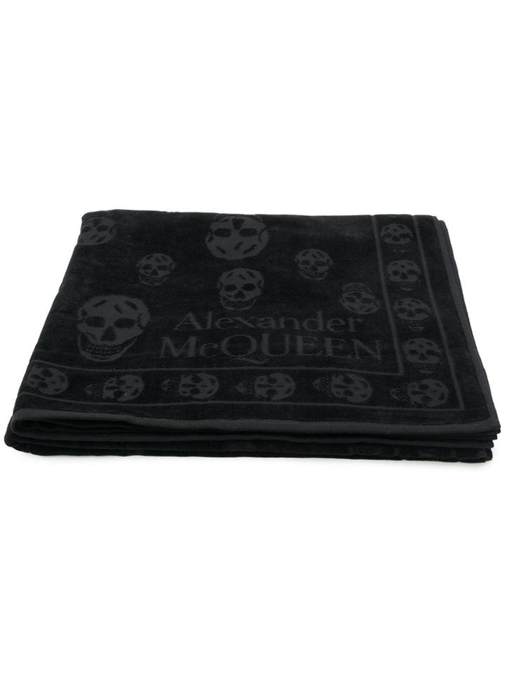 Alexander Mcqueen Logo Beach Towel - Black