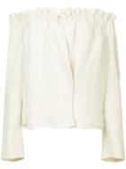 Comme Des Garçons Vintage Tie Up Collar Cropped Jacket - White
