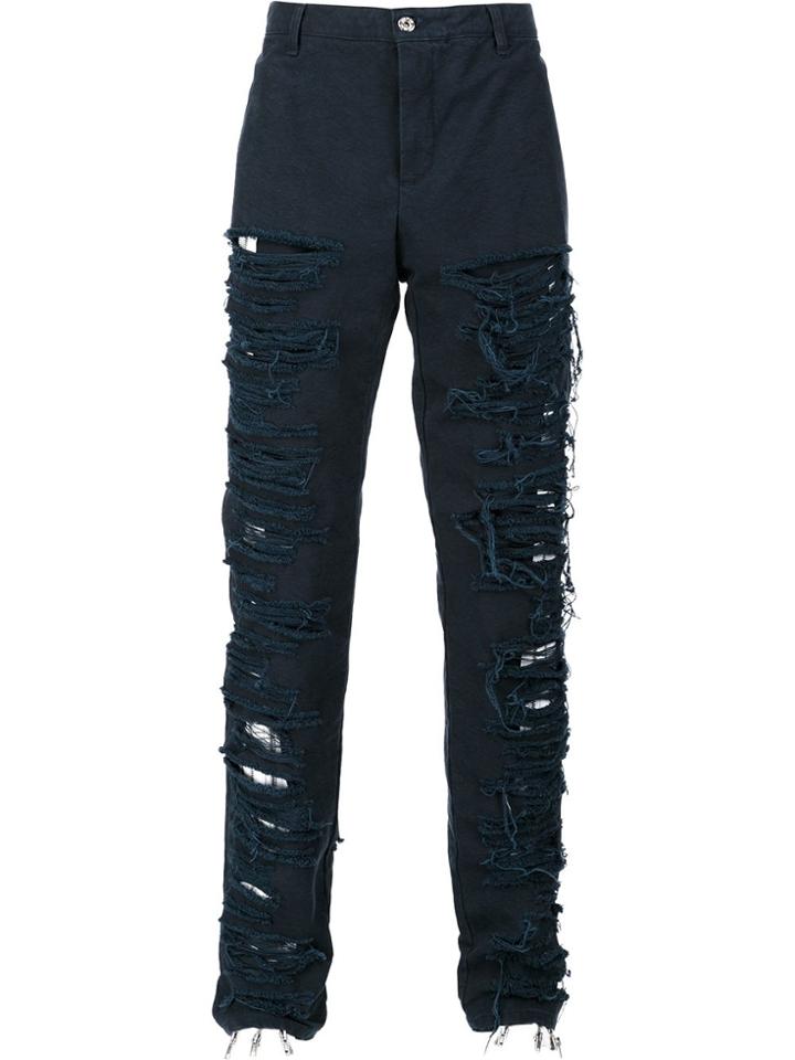 Hood By Air Destroyed Effect Trousers - Blue
