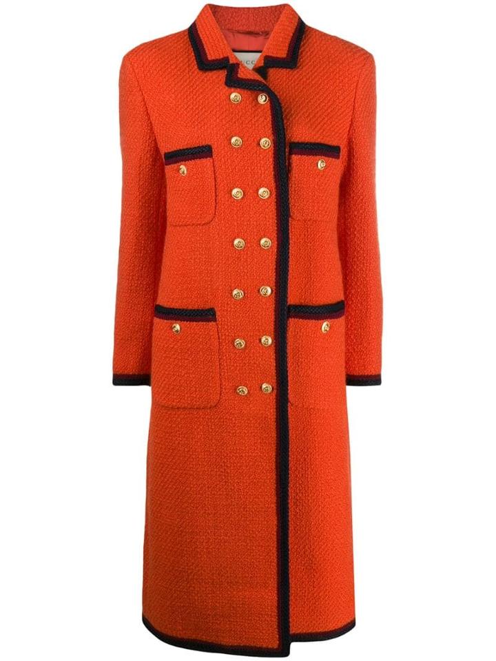 Gucci Double-breasted Tweed Coat - Orange