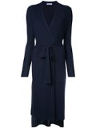 Estnation - Long Wrap Cardigan - Women - Silk/lyocell/rayon - 38, Blue, Silk/lyocell/rayon