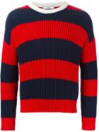 Ami Alexandre Mattiussi Ribbed Striped Sweater, Men's, Size: Xs, Blue, Cotton