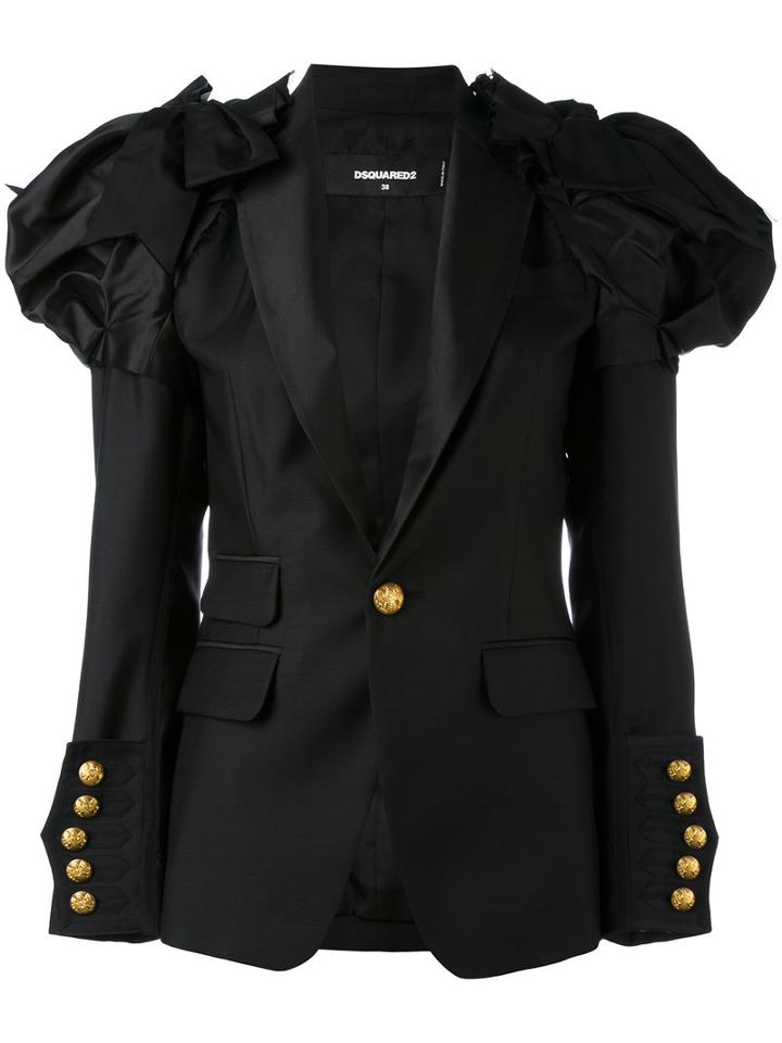 Dsquared2 - Puff Shoulder Jacket - Women - Silk/polyester/wool - 38, Black, Silk/polyester/wool