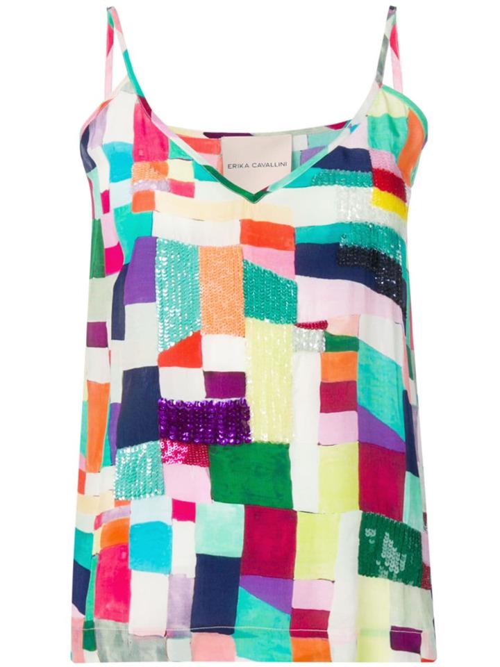 Erika Cavallini Patchwork Check Print Cami - Green