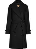 Burberry Herringbone Wool Cashmere Blend Trench Coat - Black