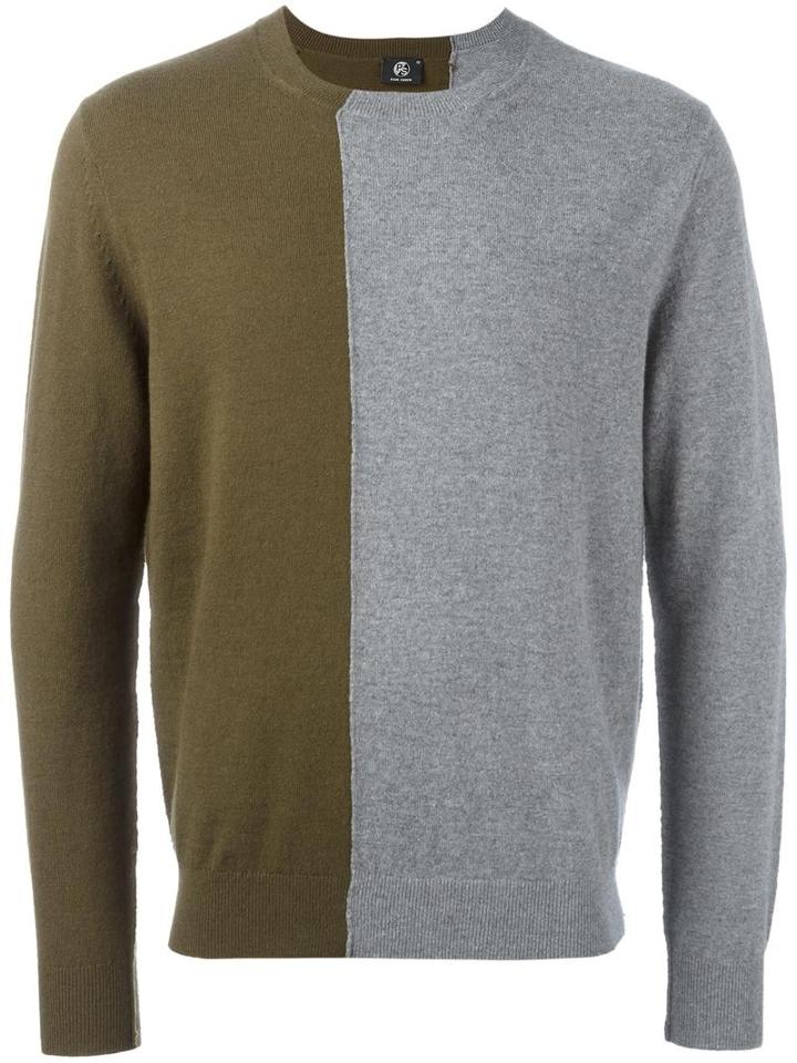 Ps By Paul Smith Colour Block Jumper, Men's, Size: Xl, Green, Cotton