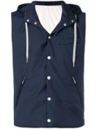 Eleventy Hooded Button Vest - Blue