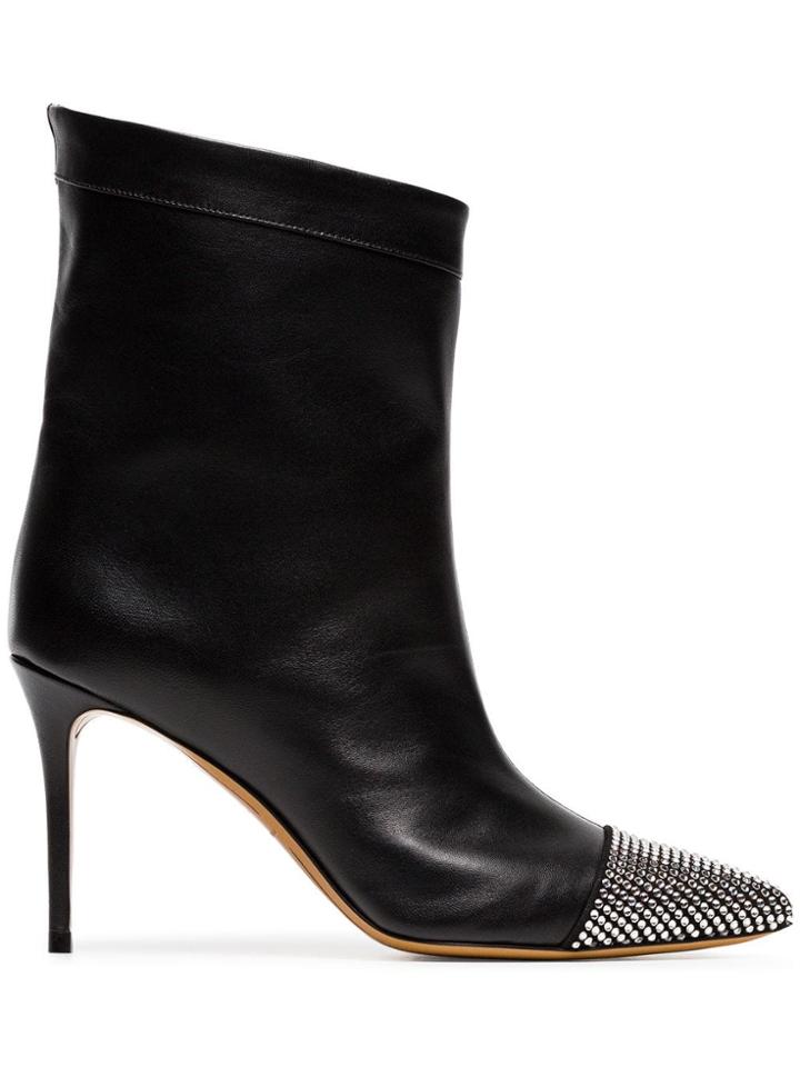 Alexandre Vauthier Black Cha Cha 90 Diamante Leather Boots